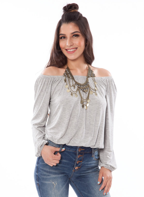3/4 SLEEVE KNIT OFF THE SHOULDER TOP<br />SIZE XS-XL<br />1-2-2-1-1 (7 PCS)